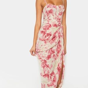 Fuschia Tie Dye Ruched two piece set.